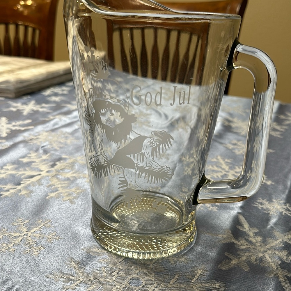 Norwegian God Jul “Merry Christmas” water pitcher Nord Scandinavian Oslo, Norway